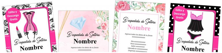 Las Mejores Invitaciones de despedida de soltera para editar gratis