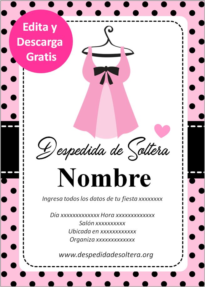 Invitación para Despedida de Soltera fondo punteado