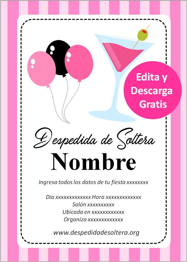 Invitación de Despedida de Soltera Copa