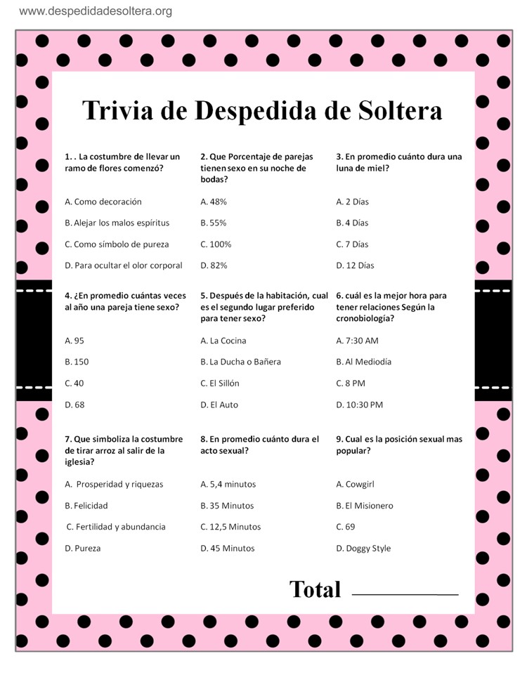 cultura Pino Apropiado Juego Trivia de Despedida de Soltera para imprimir despedida de soltera