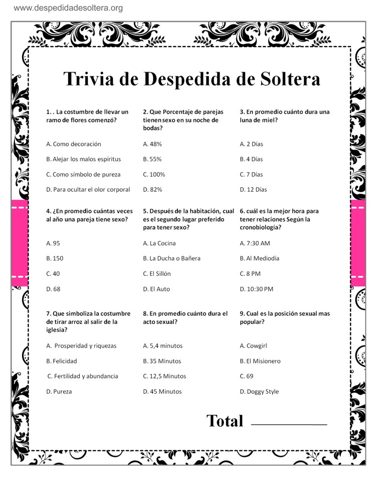 Trivia de Despedida de Soltera