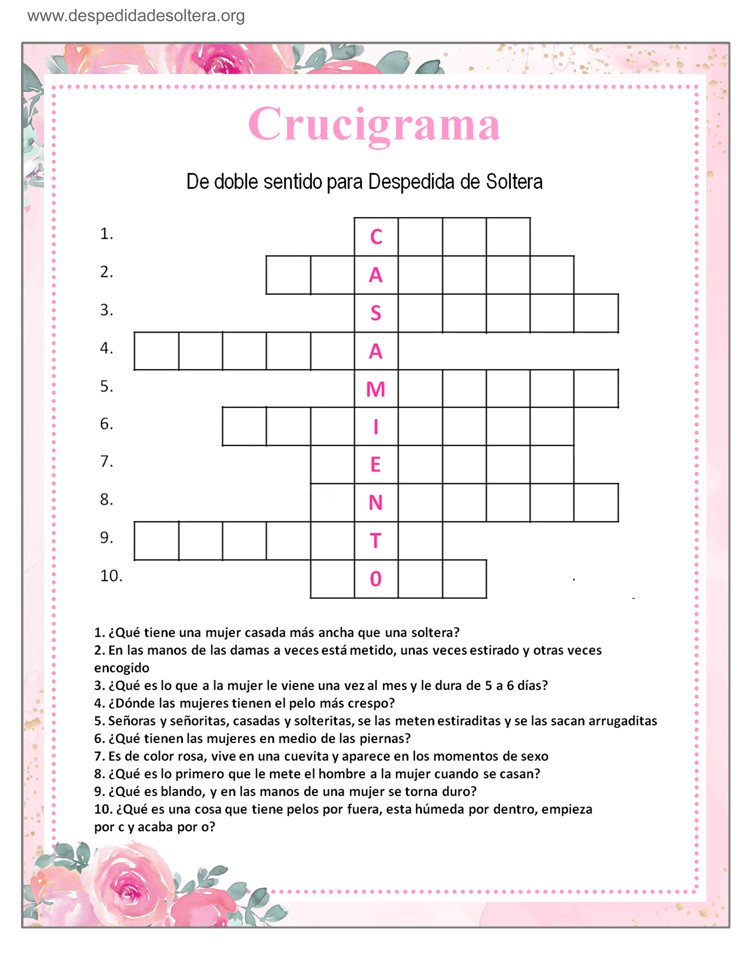 Crucigrama Juegos Para Baby Shower Con Respuestas Sop