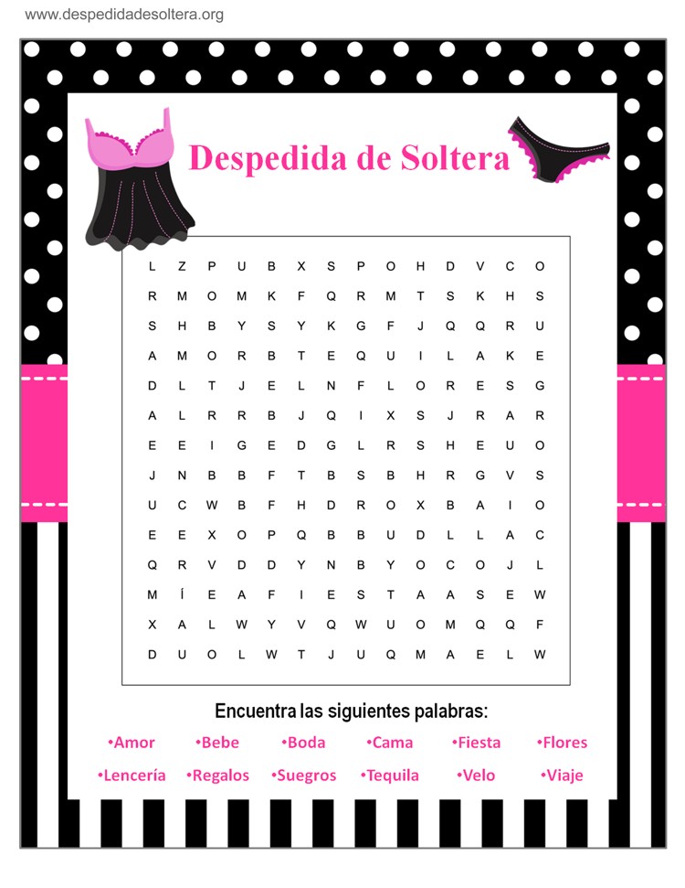 Juegos de baby shower para imprimir. Sopa de letras. Ordena 